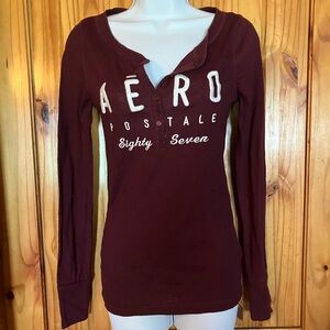 Y2K Style Aeropostale burgundy Long Sleeve Top